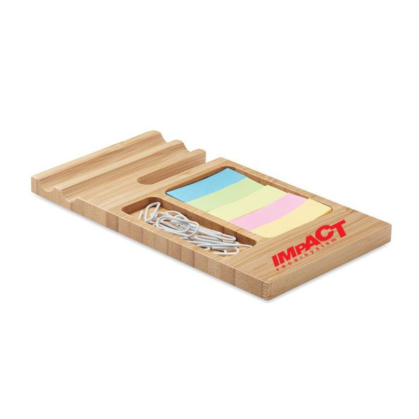 GiftRetail MO6451 - TREVIS Eco-Friendly Bamboo Desk Organizer with Phone Stand