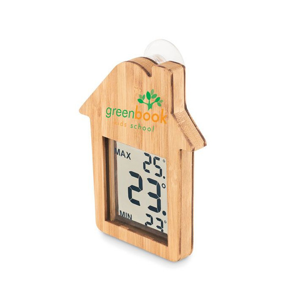 GiftRetail MO6468 - HISA Eco-Friendly Bamboo Weather Station with Suction Cup