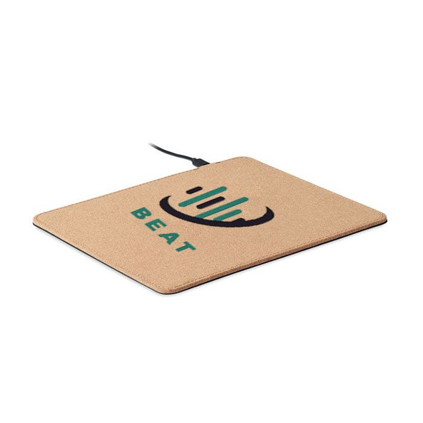 GiftRetail MO6476 - WIRELESS MATTY Eco-Friendly Cork Mouse Pad with 15W Wireless Charger