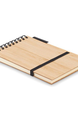 SONORABAM Eco-Friendly Bamboo A6 Notepad and Pen Set - GiftRetail MO6528