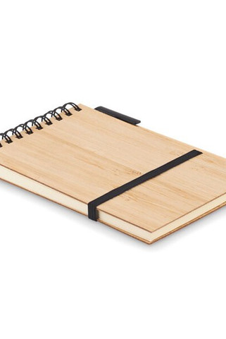 SONORABAM Eco-Friendly Bamboo A6 Notepad and Pen Set - GiftRetail MO6528