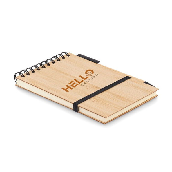 GiftRetail MO6528 - SONORABAM Eco-Friendly Bamboo A6 Notepad and Pen Set