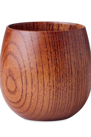 OVALIS Handcrafted Oak Wooden Mug with 250ml Capacity - GiftRetail MO6553