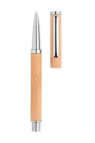 CAIRO Eco-Friendly Bamboo Gel Pen with Stainless Steel - GiftRetail MO6558