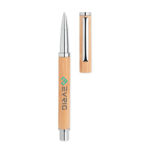 GiftRetail MO6558 - CAIRO Eco-Friendly Bamboo Gel Pen with Stainless Steel