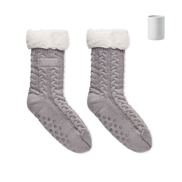 CANICHIE Cozy Cable Knit Slipper Socks with Sherpa Lining - GiftRetail MO6573