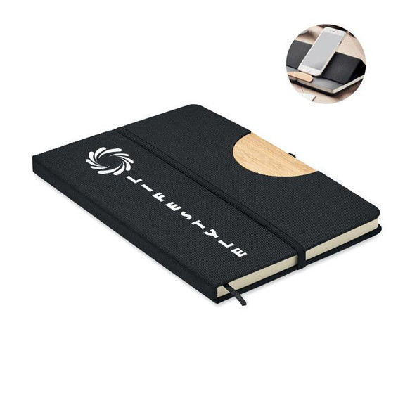 GiftRetail MO6576 - BLAMA Eco-Friendly A5 Notebook with Bamboo Smartphone Stand