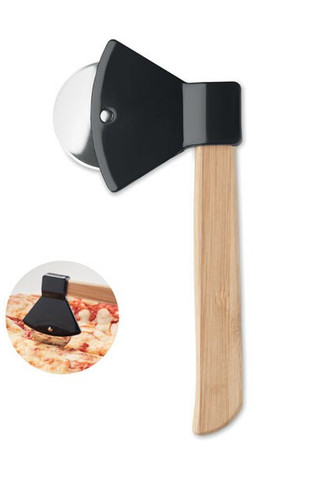 ZAZA Premium Bamboo Handle Axe-Shaped Pizza Cutter - GiftRetail MO6592
