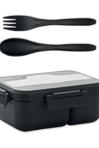 MAKAN Zweiteiliger Lunchbox-Set mit Besteck und Griff - GiftRetail MO6646