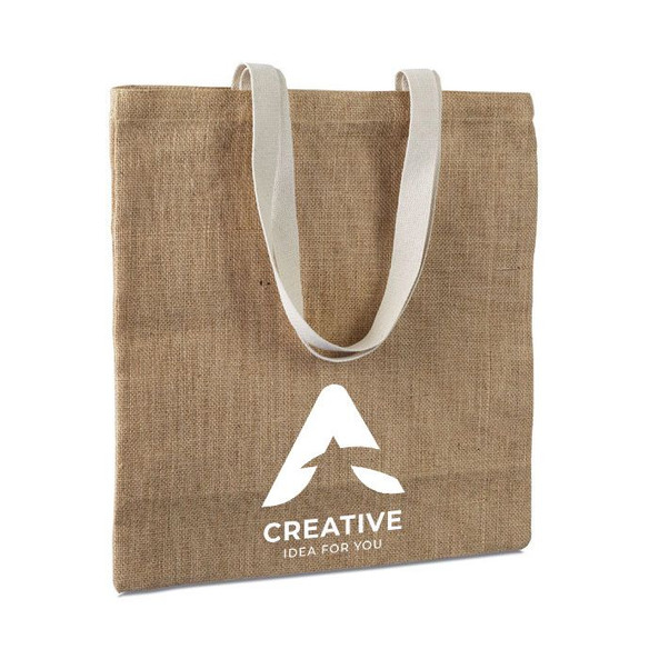 GiftRetail MO7264 - JUHU Eco-Friendly Jute Shopping Bag with Cotton Handles