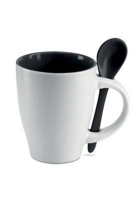 DUAL Elegant Bicolour Ceramic Mug with Matching Spoon - GiftRetail MO7344