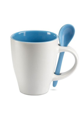 DUAL Elegant Bicolour Ceramic Mug with Matching Spoon - GiftRetail MO7344