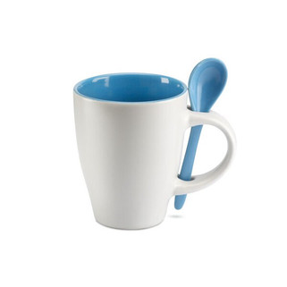 DUAL Elegant Bicolour Ceramic Mug with Matching Spoon - GiftRetail MO7344