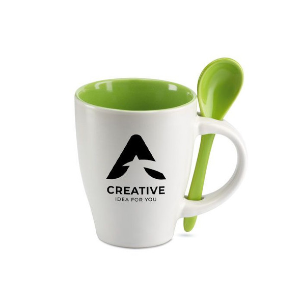 DUAL Elegant Bicolour Ceramic Mug with Matching Spoon - GiftRetail MO7344