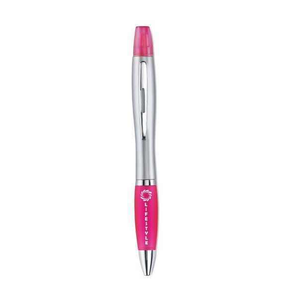 GiftRetail MO7440 - RIO DUO Silber Satin Duo Stift mit Highlighter