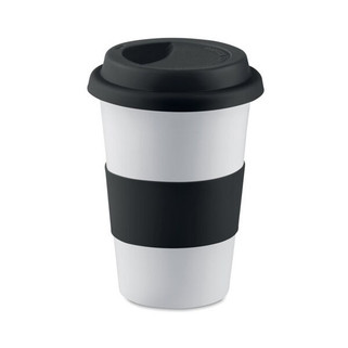 Elegant Ceramic Mug with Silicone Lid - 400ml - GiftRetail MO7683