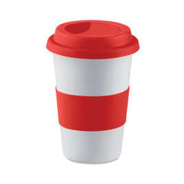 GiftRetail MO7683 - TRIBECA Elegant Ceramic Mug with Silicone Lid-400ml
