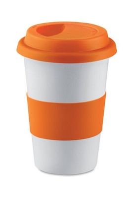 Elegant Ceramic Mug with Silicone Lid - 400ml - GiftRetail MO7683