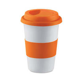 GiftRetail MO7683 - TRIBECA Elegant Ceramic Mug with Silicone Lid-400ml