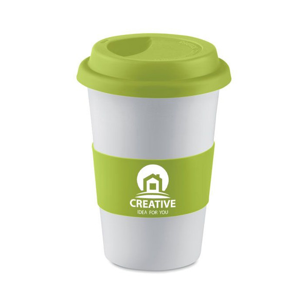Elegant Ceramic Mug with Silicone Lid - 400ml - GiftRetail MO7683