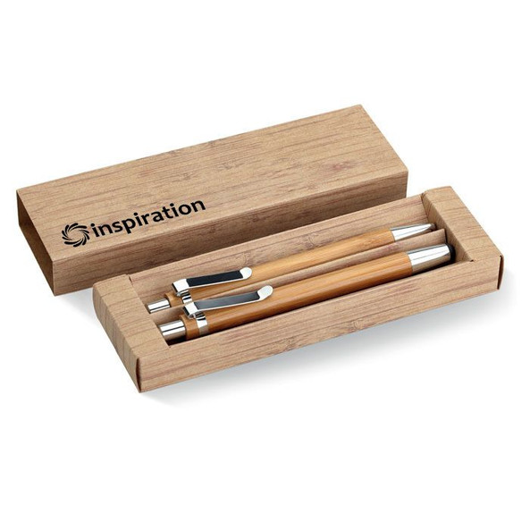GiftRetail MO8111 - BAMBOOSET Eco-Friendly Bamboo Pen and Pencil Gift Set