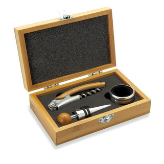 SONOMA Premium Bamboo Wine Set with Stainless Steel Accessories - GiftRetail MO8147
