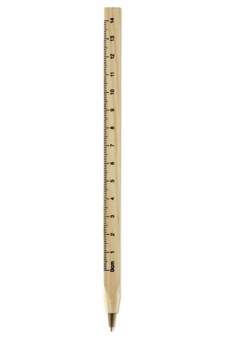 WOODAVE Eco-Friendly Wooden Ruler Pen with Blue Ink - GiftRetail MO8200