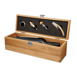 TARDOR Elegant Bamboo Wine Set with Accessories Gift Box - GiftRetail MO8293