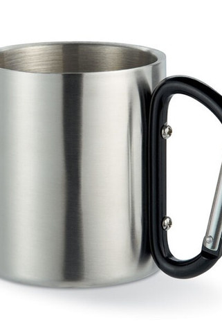 TRUMBO Becher aus Edelstahl mit Karabinerhaken als Henkel - GiftRetail MO8313