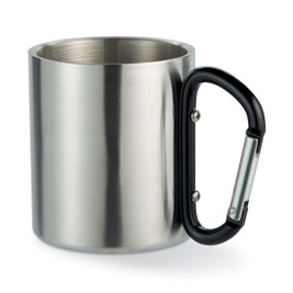 GiftRetail MO8313 - TRUMBO Lightweight Stainless Steel Mug with Carabiner Handle