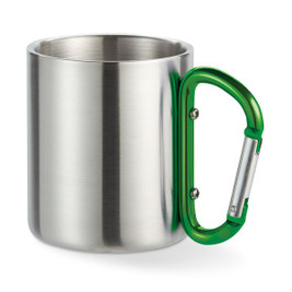 TRUMBO Becher aus Edelstahl mit Karabinerhaken als Henkel - GiftRetail MO8313