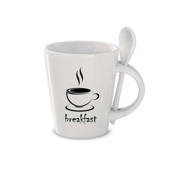 GiftRetail MO8442 - SUBLIMKONIK Premium Stoneware Sublimation Mug with Spoon