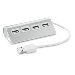 GiftRetail MO8853 - ALUHUB Compact Aluminum 4-Port USB 2.0 Hub with 14.5cm Cable