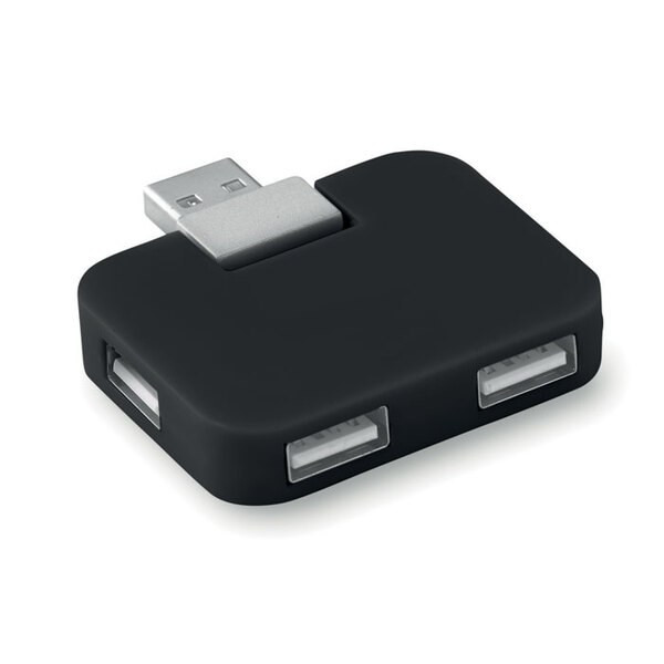SQUARE Compact 4-Port USB Hub for Efficient Connectivity - GiftRetail MO8930