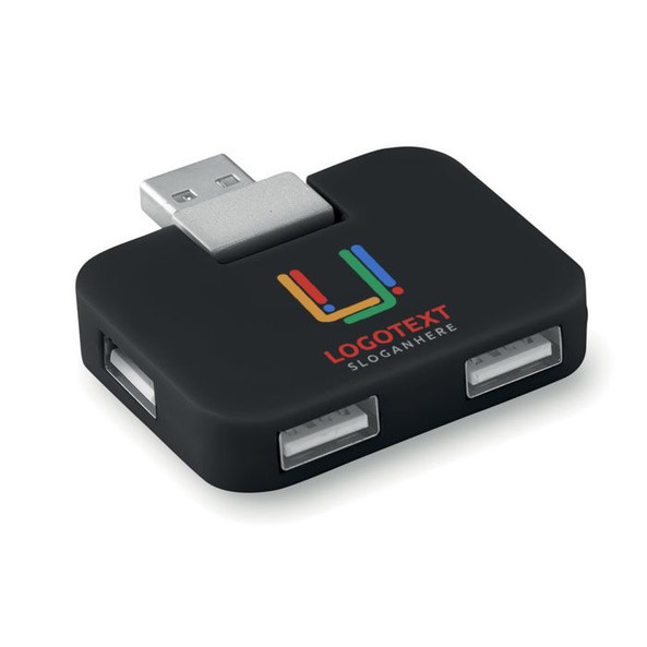 GiftRetail MO8930 - SQUARE Compact 4-Port USB Hub for Efficient Connectivity