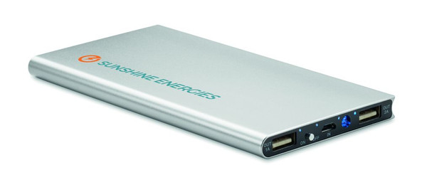 GiftRetail MO9051 - SOLAR POWERFLAT High-Capacity Solar Power Bank with Dual USB Outputs