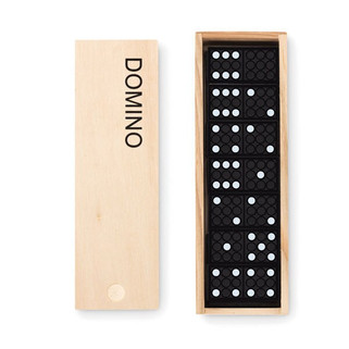 Premium Wooden Box Domino Set - 28 Pieces - GiftRetail MO9188