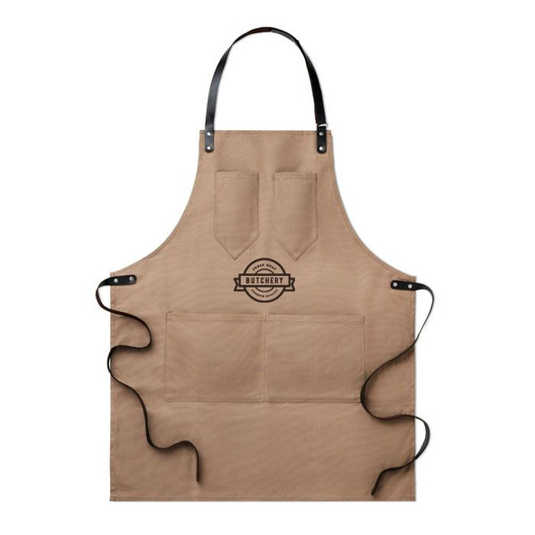 GiftRetail MO9237 - CHEF Canvasschort met leren details