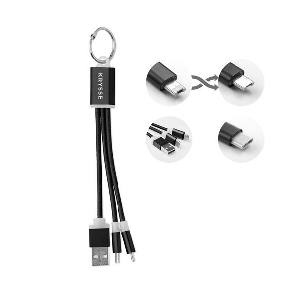 GiftRetail MO9292 - RIZO Praktisk Nyckelring med USB-C och Micro USB Kabel