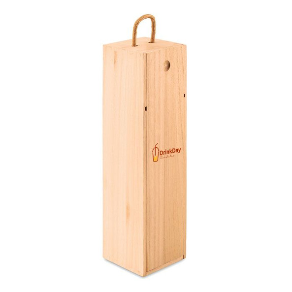 GiftRetail MO9413 - VINBOX Elegant Paulownia Wooden Wine Box with Cord Handle