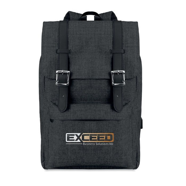 GiftRetail MO9439 - RIGA 600D Polyester Laptop Backpack with USB Port
