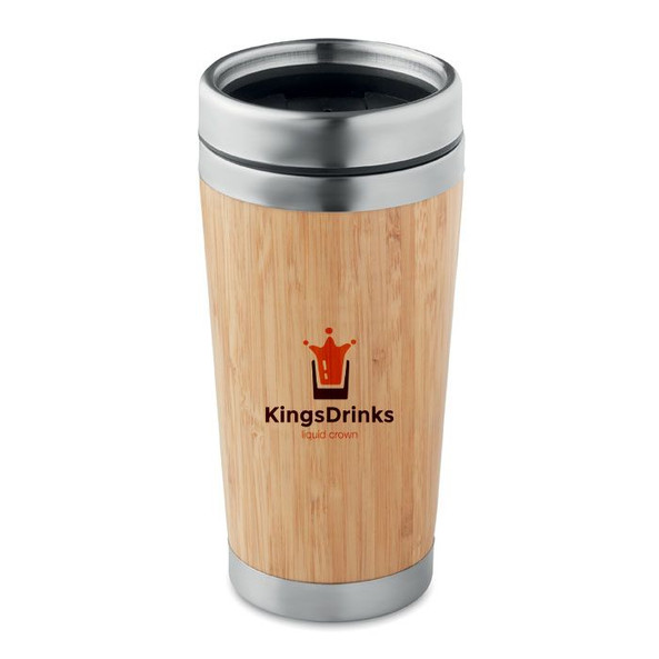 GiftRetail MO9444 - RODEODRIVE Eco-Friendly Bamboo Stainless Steel Flask 400ml