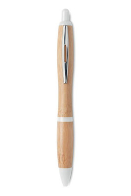 RIO BAMBOO Eco-Friendly Bamboo and ABS Push Button Ball Pen - GiftRetail MO9485