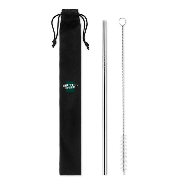 GiftRetail MO9602 - COLD STRAW SS Eco-Friendly Stainless Steel Straw Set with Brush