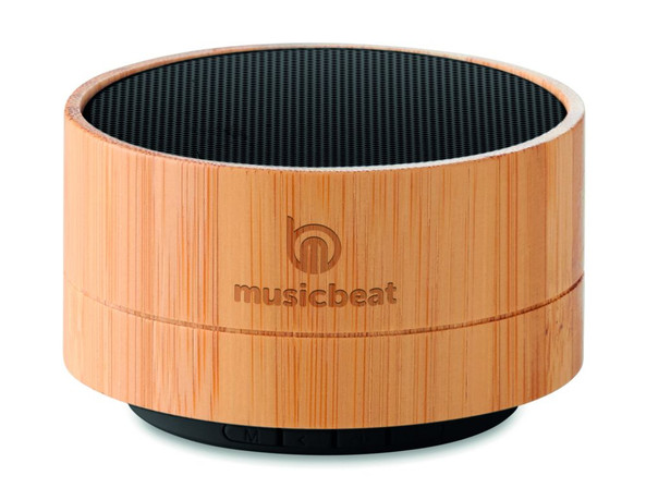 GiftRetail MO9609 - SOUND BAMBOO Runder wireless Lautsprecher