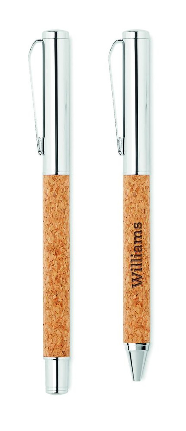 GiftRetail MO9678 - QUERCUS Stylo bille métal boîte liège