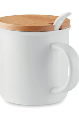 KENYA Porcelánový hrnek se lžičkou - GiftRetail MO9708