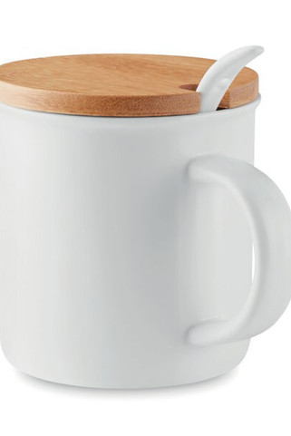 KENYA Porcelanowy kubek z łyżeczką - GiftRetail MO9708