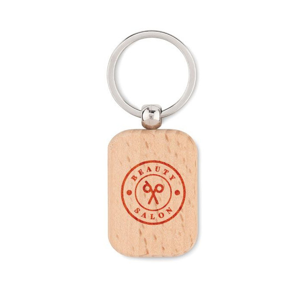 GiftRetail MO9774 - POTY WOOD Elegant Rectangular Wooden Key Ring Accessory