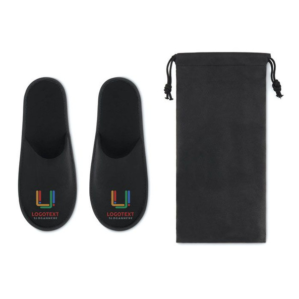 GiftRetail MO9782 - FLIP FLAP Luxury Hotel Slippers with Convenient Pouch